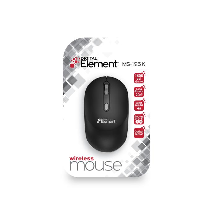 Ασύρματο Ποντίκι 2.4 GHz/BT Element MS-195Κ Μαύρο | eLabstore.gr Ασύρματο Ποντίκι 2.4 GHz/BT Element MS-195Κ Μαύρο | Περιφερειακά | elabstore.gr