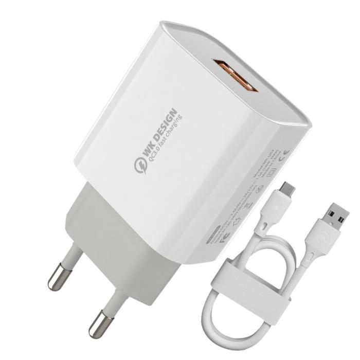 Φορτιστής Σπιτιού 18W WK WP-U57, με καλώδιο USB-C Λευκό | eLabstore.gr Φορτιστής Σπιτιού 18W WK WP-U57, με καλώδιο USB-C Λευκό | Φόρτιση | elabstore.gr