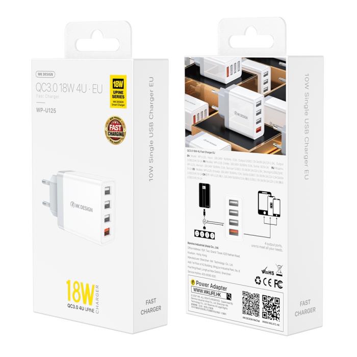 Φορτιστής Σπιτιού 28W WK WP-U125 4 Θέσεων Λευκό | eLabstore.gr Φορτιστής Σπιτιού 28W WK WP-U125 4 Θέσεων Λευκό | Φόρτιση | elabstore.gr