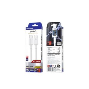 Καλώδιο Φόρτισης WK WDC-182 USB-C σε USB-C 100W 1m Λευκό | Καλώδια | elabstore.gr