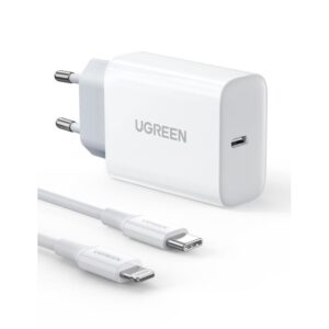 Φορτιστής Σπιτιού PD 20W UGREEN CD137 50698, με καλώδιo Lightning Λευκό | Φόρτιση | elabstore.gr