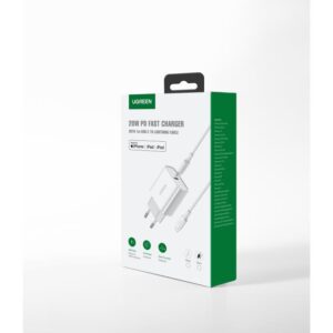 Φορτιστής Σπιτιού PD 20W UGREEN CD137 50698, με καλώδιo Lightning Λευκό | Φόρτιση | elabstore.gr