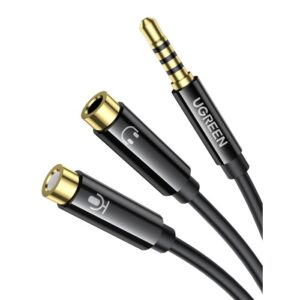Καλώδιο Ήχου 3.5mm σε 2x3.5mm M/F UGREEN AV141 30620  0.2m Μαύρο | Ήχου | elabstore.gr