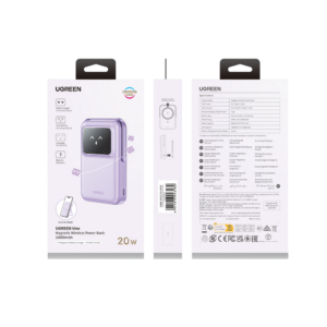 Power Bank 10000mAh PD 20W UGREEN PB572 45328, με Ασύρματη Φόρτιση Magnetic, 1 Θέσης Μωβ | Φόρτιση | elabstore.gr