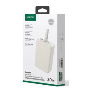 Power Bank 20000mAh PD 20W UGREEN PB505 35340 2 Θέσεων, με καλώδιο USB-C 60W Γκρι Λευκό | Φόρτιση | elabstore.gr