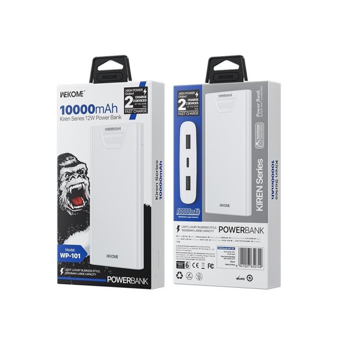 Power Bank 10000mAh 12W WK WP-101 2 Θέσεων Λευκό | eLabstore.gr Power Bank 10000mAh 12W WK WP-101 2 Θέσεων Λευκό | Φόρτιση | elabstore.gr