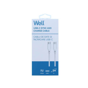 Καλώδιο 60W USB-C σε Type-C Φόρτισης - Data 1m Λευκό Well CABLE-USBC/USBC-1WE06-WL | Περιφερειακά | elabstore.gr