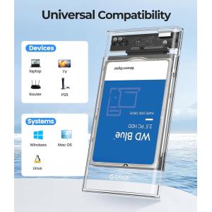 ORICO θήκη για 2.5" SATA HDD/SSD 2139U3, 5Gbps, διάφανη | eLabstore.gr