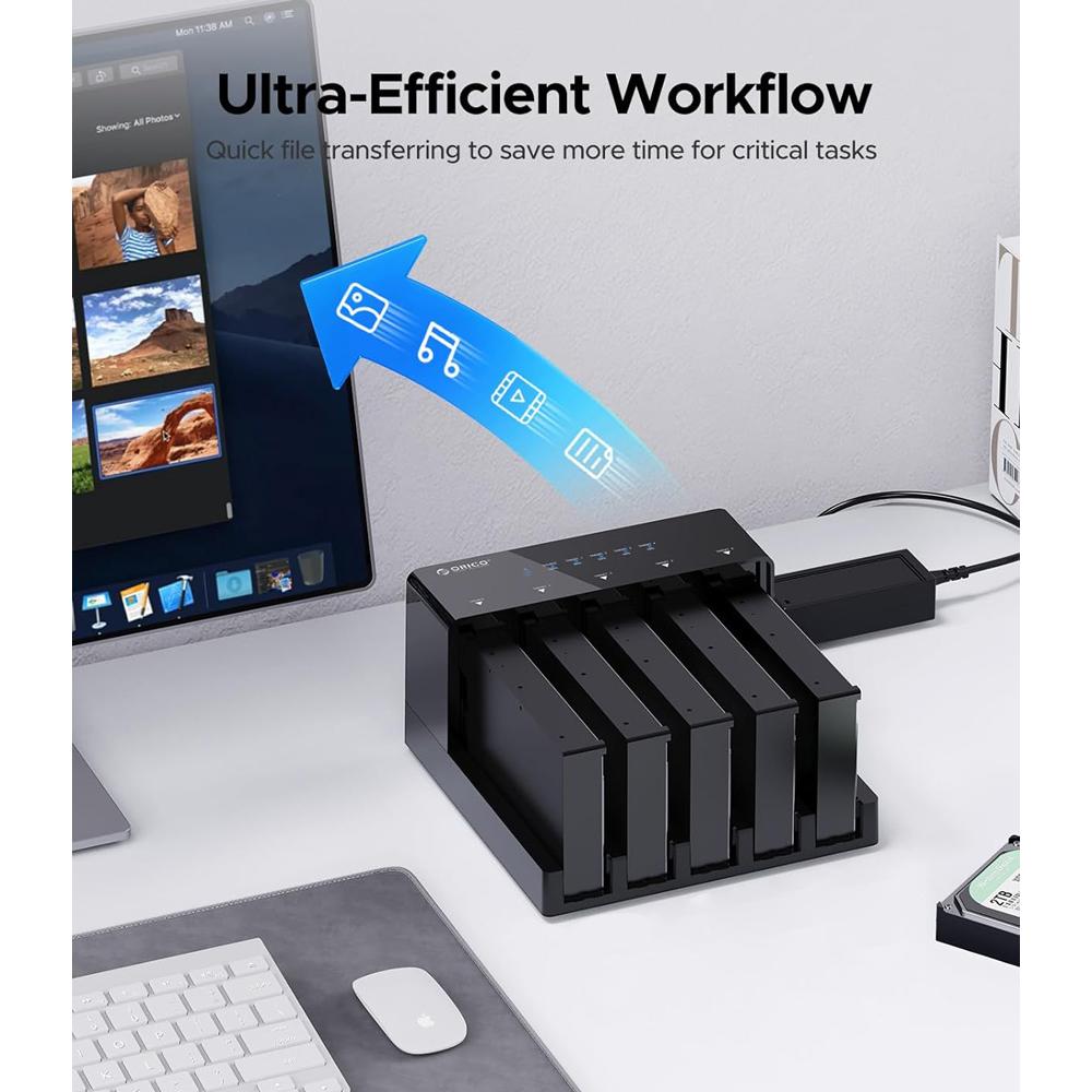 ORICO docking station για 2.5" ή 3.5" SATA HDD/SSD 6558US3-C, 5 θέσεων, 5Gbps, clone function, μαύρο | eLabstore.gr ORICO docking station για 2.5" ή 3.5" SATA HDD/SSD 6558US3-C, 5 θέσεων, 5Gbps, clone function, μαύρο | Συνοδευτικά PC | elabstore.gr