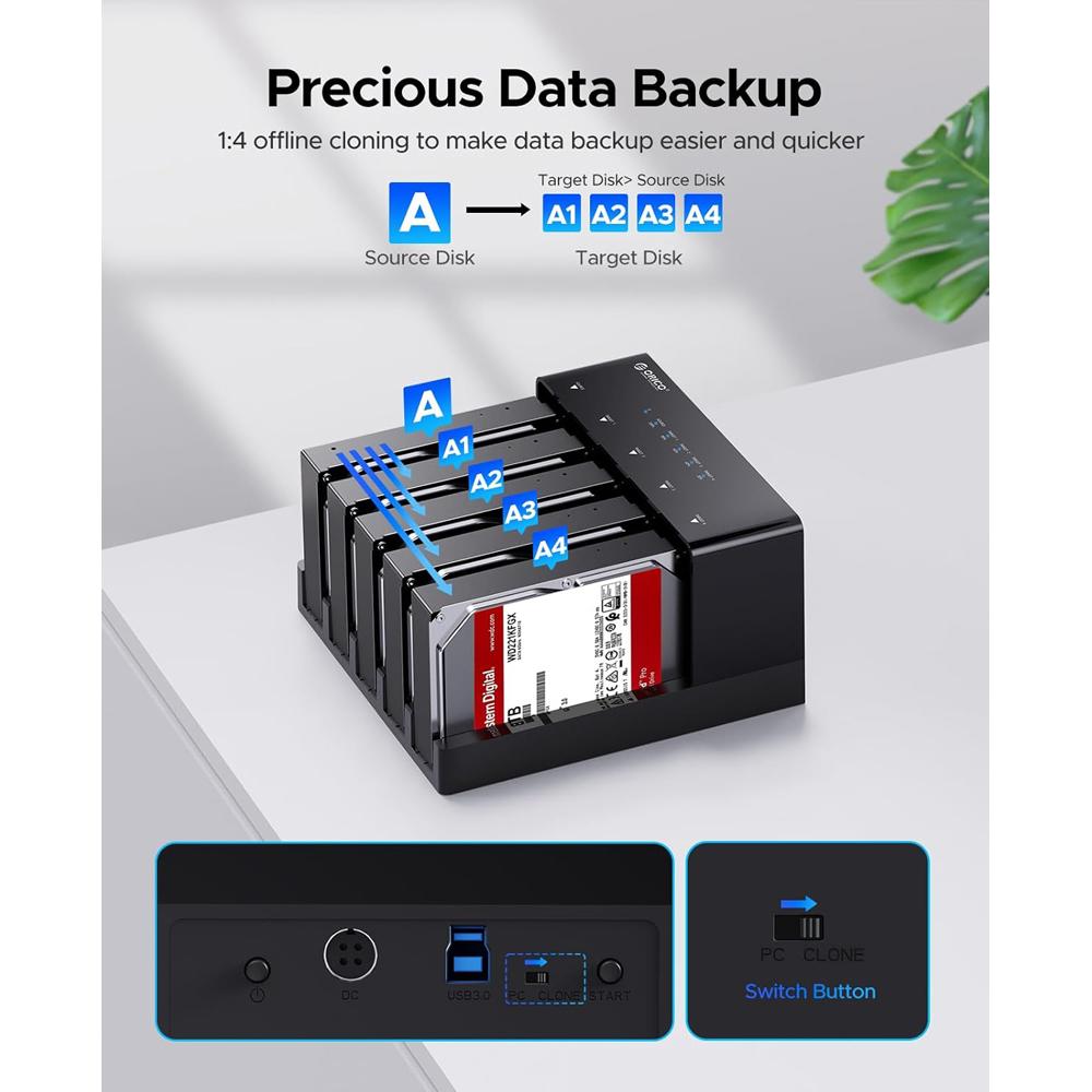 ORICO docking station για 2.5" ή 3.5" SATA HDD/SSD 6558US3-C, 5 θέσεων, 5Gbps, clone function, μαύρο | eLabstore.gr ORICO docking station για 2.5" ή 3.5" SATA HDD/SSD 6558US3-C, 5 θέσεων, 5Gbps, clone function, μαύρο | Συνοδευτικά PC | elabstore.gr