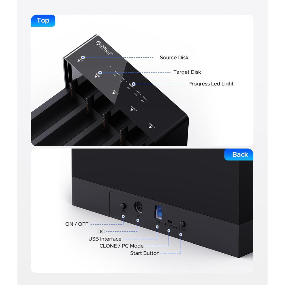 ORICO docking station για 2.5" ή 3.5" SATA HDD/SSD 6558US3-C, 5 θέσεων, 5Gbps, clone function, μαύρο | eLabstore.gr ORICO docking station για 2.5" ή 3.5" SATA HDD/SSD 6558US3-C, 5 θέσεων, 5Gbps, clone function, μαύρο | Συνοδευτικά PC | elabstore.gr