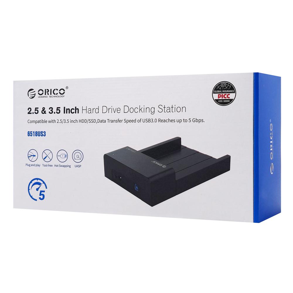 ORICO docking station για 2.5" ή 3.5" SATA HDD/SSD 6518US3-V2, 5Gbps, μαύρο | eLabstore.gr ORICO docking station για 2.5" ή 3.5" SATA HDD/SSD 6518US3-V2, 5Gbps, μαύρο - Image 6