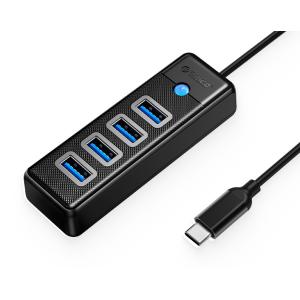 ORICO USB hub PW4U-C3, 4x θυρών, USB 3.0, 5Gbps, USB-C σύνδεση, μαύρο | Συνοδευτικά PC | elabstore.gr