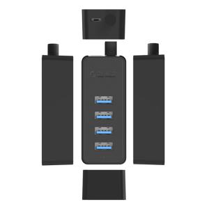 ORICO USB hub W5P-U3, 4x θυρών, USB 3.0, 5Gbps, USB σύνδεση, 1m καλώδιο, μαύρο | Συνοδευτικά PC | elabstore.gr