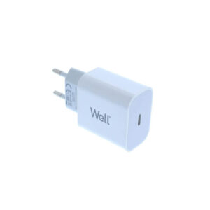 Universal USB-C FastTravel Wall Charger 5VDC/3A (20W) Λευκό Well PSUP-USB-WPD12003WE-WL | Περιφερειακά | elabstore.gr