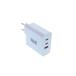 Universal USB 3.0/2xUSB-C FastTravel Wall Charger 65W Λευκό Well PSUP-USB-WPQ6501WE-WL | Περιφερειακά | elabstore.gr