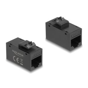 DELOCK Keystone module RJ45 90638, θηλυκό σε θηλυκό, Cat 6A UTP, μαύρο | Εξοπλισμός IT | elabstore.gr