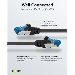 GOOBAY καλώδιο δικτύου 93746, CAT 6A S/FTP, 500MHz, Copper, 2m, μαύρο | Καλώδια - Αντάπτορες | elabstore.gr