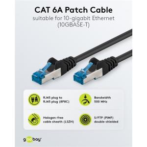 GOOBAY καλώδιο δικτύου 93820, CAT 6A S/FTP, 500MHz, Copper, 5m, μαύρο | Καλώδια - Αντάπτορες | elabstore.gr