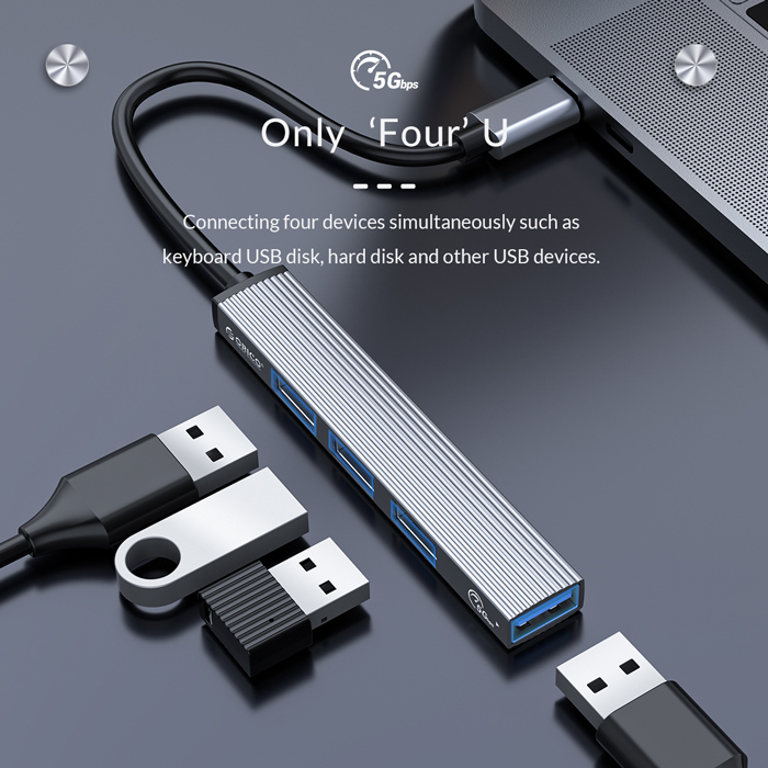 ORICO USB hub AH-13, 4x θυρών, USB 3.0, 5Gbps, USB-C σύνδεση, γκρι | eLabstore.gr ORICO USB hub AH-13, 4x θυρών, USB 3.0, 5Gbps, USB-C σύνδεση, γκρι | Συνοδευτικά PC | elabstore.gr