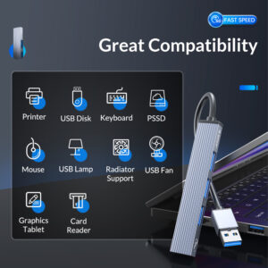 ORICO USB hub AH-A13, 4x θυρών, USB 3.0, 5Gbps, USB σύνδεση, γκρι | Συνοδευτικά PC | elabstore.gr