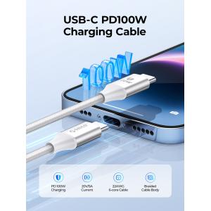 ORICO καλώδιο USB-C CDX-100CC, 100W, 480Mbps, 1m, λευκό | Καλώδια - Αντάπτορες | elabstore.gr
