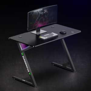 BRATECK gaming γραφείο GMD14-1 με RGB φωτισμό, 120x60x75cm, μαύρο | Αναλώσιμα - Είδη Γραφείου | elabstore.gr