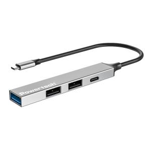 POWERTECH USB hub PT-1412, 4x θυρών, USB 3.2, 5Gbps, USB-C σύνδεση, γκρι | Συνοδευτικά PC | elabstore.gr