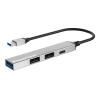 POWERTECH USB hub PT-1413, 4x θυρών, USB 3.2, 5Gbps, USB σύνδεση, γκρι | Συνοδευτικά PC | elabstore.gr