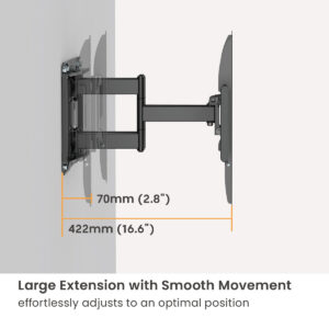 POWERTECH επιτοίχια βάση τηλεόρασης PT-1423, 37-90", 75kg, heavy duty, full motion | Εικόνα & Ήχος | elabstore.gr
