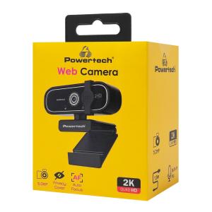 POWERTECH web camera PT-1427, 5MP, 2K QHD, αυτόματη εστίαση, 1.5m, μαύρη | Συνοδευτικά PC | elabstore.gr