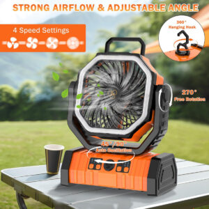 POWERTECH φορητός ανεμιστήρας PT-1430 με χειριστήριο, 20000mAh, πορτοκαλί | Ηλεκτρικές συσκευές | elabstore.gr