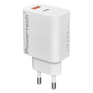 POWERTECH φορτιστής τοίχου PT-1433, USB/USB-C, 30W, GaN, λευκός | Αξεσουάρ κινητών | elabstore.gr