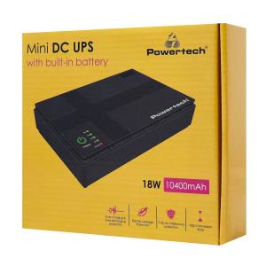 POWERTECH mini DC UPS PT-1434, 18W, 10400mAh, 3x DC, USB/LAN/POE, μαύρο | Τροφοδοσία Ρεύματος | elabstore.gr