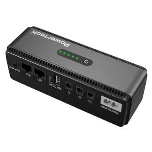 POWERTECH mini DC UPS PT-1436, 18W, 8800mAh, 3x DC, USB/USB-C/LAN/POE, μαύρο | Τροφοδοσία Ρεύματος | elabstore.gr