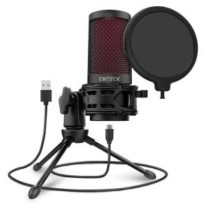 CMTECK επιτραπέζιο μικρόφωνο XM550 με pop φίλτρο, καρδιοειδές, USB, μαύρο | Συνοδευτικά PC | elabstore.gr