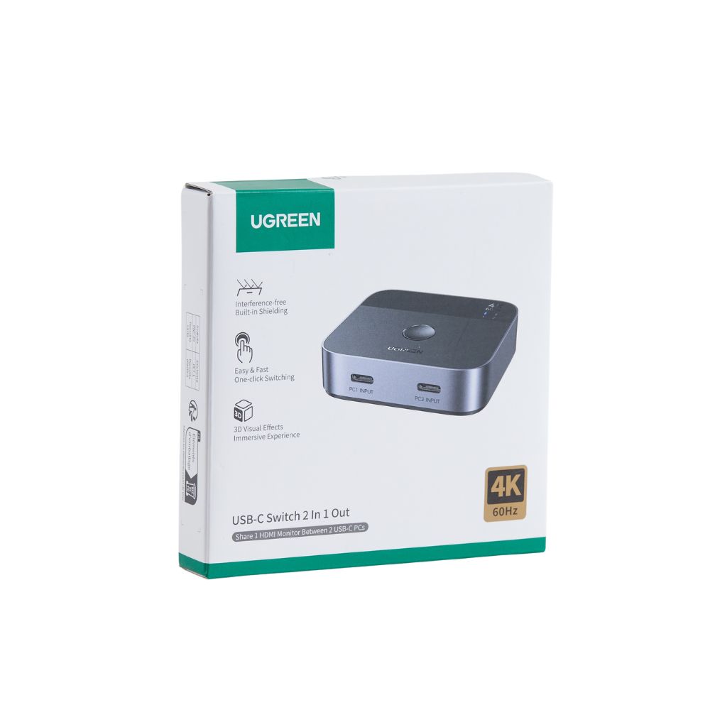 USB-C Switch 2 θέσεων 4K/60Hz UGREEN AW502 55451 | eLabstore.gr USB-C Switch 2 θέσεων 4K/60Hz UGREEN AW502 55451 | Επέκτασης Εικόνας | elabstore.gr