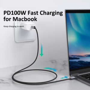 CABLETIME καλώδιο USB-C σε USB-C CT-C160-U31-TB3, 100W, 40Gbps, 4K/60Hz, 0.5m, μαύρο | Καλώδια - Αντάπτορες | elabstore.gr
