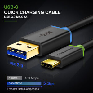 CABLETIME καλώδιο USB-C σε USB CT-C160-U33-CMAMG, 3A, 5Gbps, 3m, μαύρο | Καλώδια - Αντάπτορες | elabstore.gr