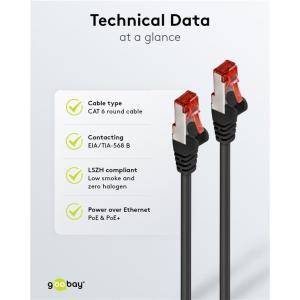 GOOBAY καλώδιο δικτύου 68687, CAT 6A S/FTP, 250MHz, copper, 0.5m, μαύρο | Καλώδια - Αντάπτορες | elabstore.gr