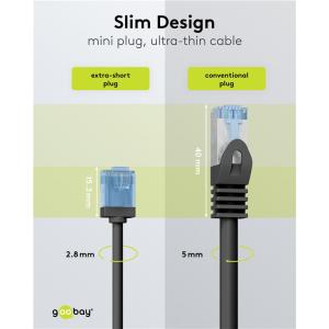 GOOBAY καλώδιο δικτύου 74241, CAT 6A U/UTP, slim, copper, 500MHz, 10m, μαύρο | Καλώδια - Αντάπτορες | elabstore.gr