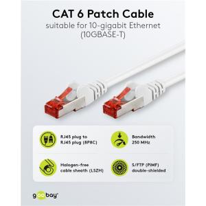 GOOBAY καλώδιο δικτύου 93505, CAT 6 S/FTP, copper, 250MHz, 2m, λευκό | Καλώδια - Αντάπτορες | elabstore.gr