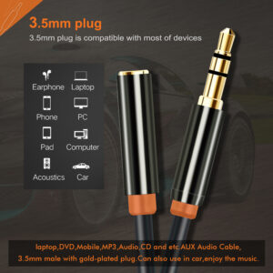 CABLETIME καλώδιο προέκτασης ήχου 3.5mm CT-AV311-P11FG, gold plated, 1m, μαύρο | Καλώδια - Αντάπτορες | elabstore.gr