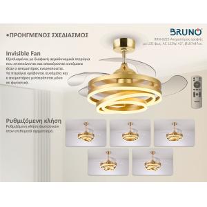 BRUNO BRN-0225 Ανεμιστήρας οροφής με LED φως, AC 122W, 42", O107x47εκ., χρυσός | Φωτισμός | elabstore.gr