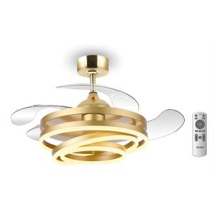BRUNO BRN-0225 Ανεμιστήρας οροφής με LED φως, AC 122W, 42", O107x47εκ., χρυσός | Φωτισμός | elabstore.gr