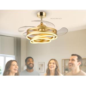 BRUNO BRN-0225 Ανεμιστήρας οροφής με LED φως, AC 122W, 42", O107x47εκ., χρυσός | eLabstore.gr