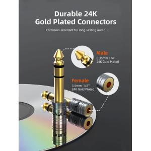 CABLETIME αντάπτορας ήχου 6.3mm σε 3.5mm CT-6M3F-AG, gold plated, γκρι | eLabstore.gr