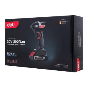 DELI παλμικό κατσαβίδι μπαταρίας DE-QZ20-1D2, Brushless, 20V, 2x 2Ah, 200N.m | Εργαλεία | elabstore.gr