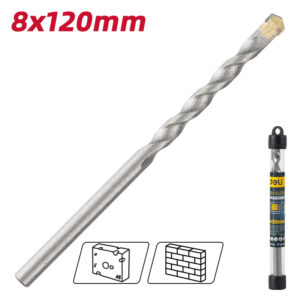 DELI τρυπάνι DH-JGZ080-E1 για τοίχο, 40Cr YG6, 8x120mm | Εργαλεία | elabstore.gr