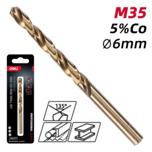 DELI τρυπάνι DH-MHZ060-E2 για μέταλλο, M35 HSS 5% κοβαλτίου, DIN 388, 6x93mm | Εργαλεία | elabstore.gr
